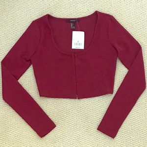 Maroon long sleeve crop